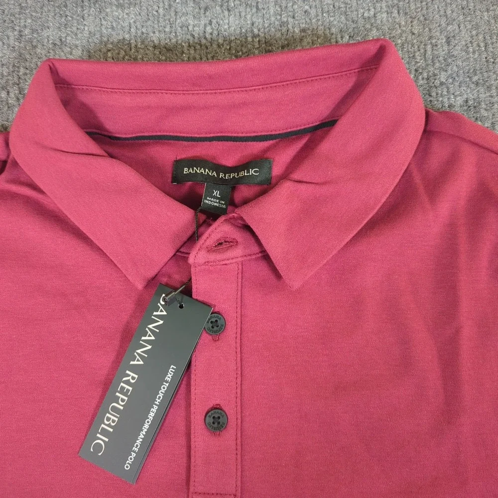 Banana Republic Luxe Touch Performance Polo Mens XL‎ Burgundy Red NEW #2585